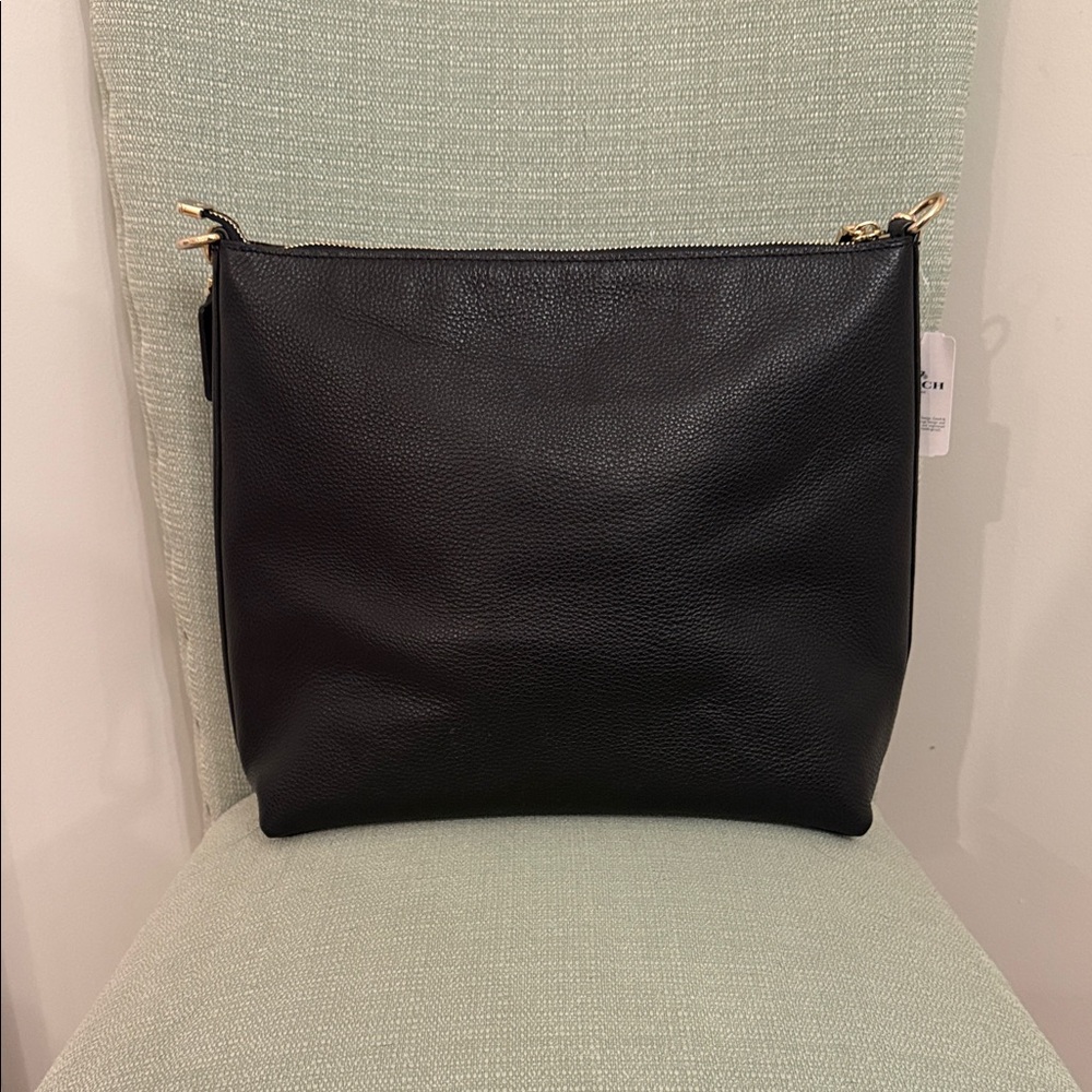 Coach Marlon Black Pebbled Leather Hobo Shoulder Bag with Gold Hardware - Picture 2 of 10